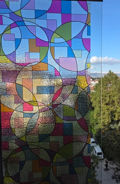 Cam Filmi Kaplama Statik Folyo  Buzlu Desenli Duşa Kabin Pencere Ofis Dekorasyon - Resim 2