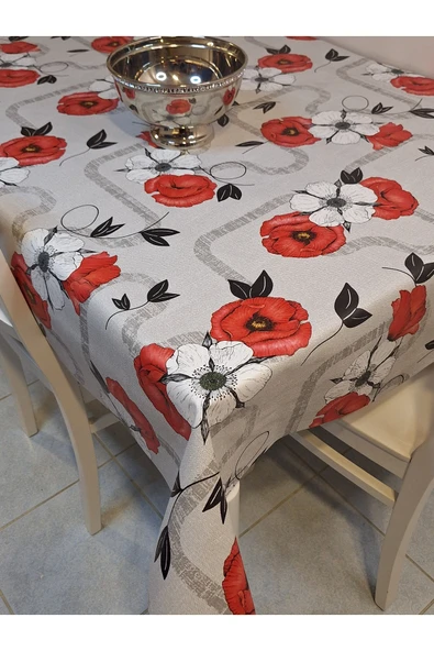 Elyaflı Pvc Muşamba - Desenli Silinebilir Masa Örtüsü ( TURUNCU ) - Resim 9