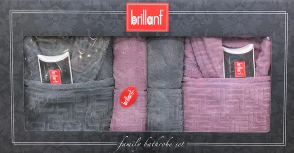 Brillant Kısmi Kadife %100 Pamuklu 8 Parça Aile Bornoz Seti - Resim 6