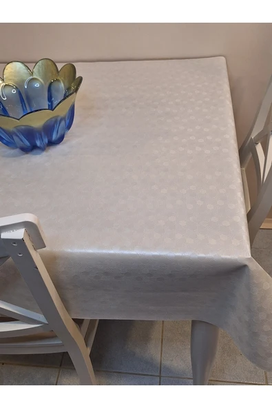 Elyaflı Pvc Muşamba - Desenli Silinebilir Masa Örtüsü ( GRİ ) - Resim 11