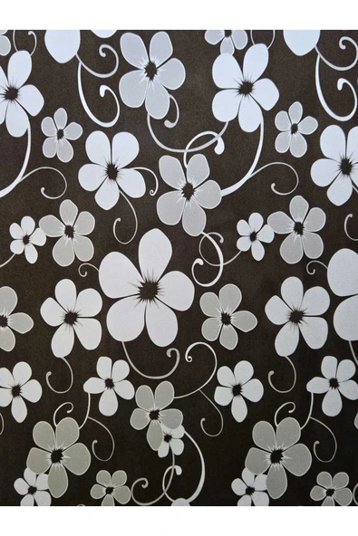 Statik Cam Filmi Siyah Çiçekli Folyo – Duşa Kabin, Pencere ve Ofis Dekorasyon Kaplaması - Resim 3