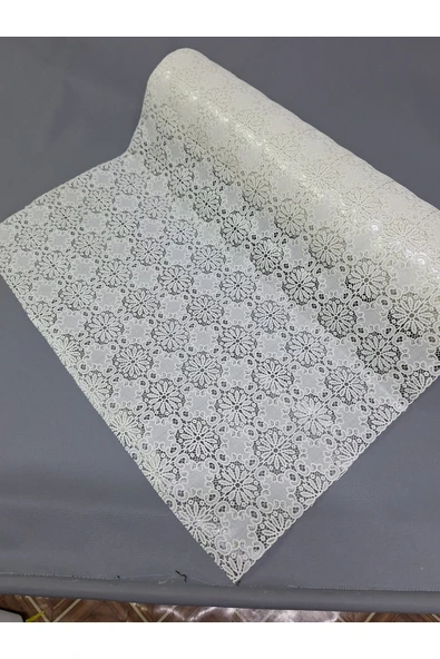 PVC KÜPÜR DANTEL RAF VE DOLAP ÖRTÜSÜ RUNNER  (BEYAZ ) - Resim 2