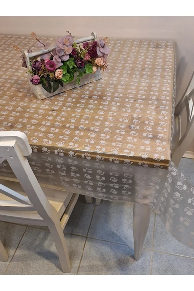 Şeffaf 0.018 Mm Pvc Muşamba - Desenli Silinebilir Şeffaf Masa Örtüsü - Resim 4