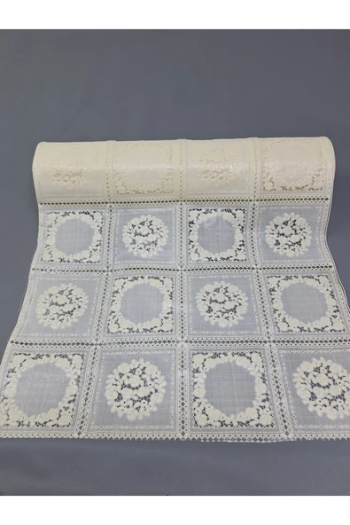 PVC KÜPÜR DANTEL RAF VE DOLAP ÖRTÜSÜ RUNNER  (KREM) ürün görseli
