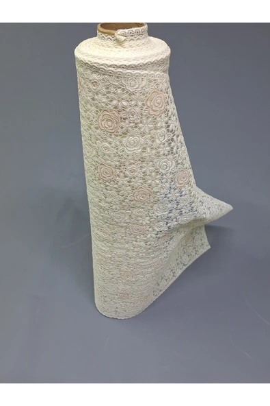 PVC KÜPÜR DANTEL RAF VE DOLAP ÖRTÜSÜ RUNNER  (KREM) - Resim 4