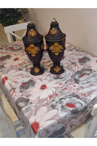 Elyaflı Pvc Muşamba - Desenli Silinebilir Masa Örtüsü ( KAHVERENĞİ ) - Resim 9