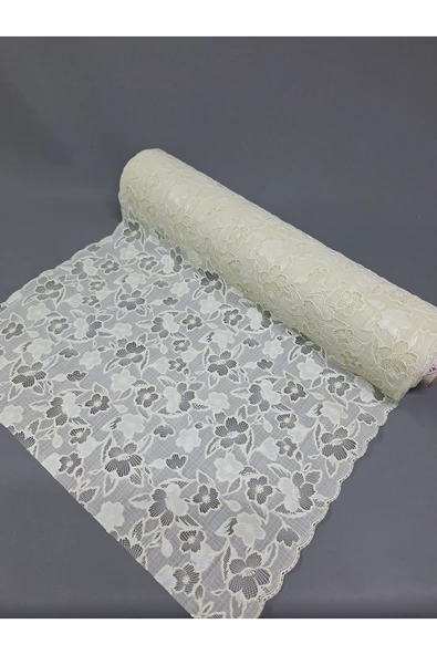PVC KÜPÜR DANTEL RAF VE DOLAP ÖRTÜSÜ RUNNER (KREM) - Resim 2