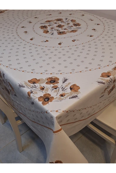 DORA PANO Elyaf Tabanlı Pvc Muşamba - Desenli Silinebilir 155 YUVARLAK Hazır Masa Örtüsü - Resim 3