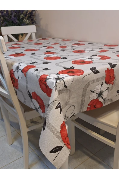Elyaflı Pvc Muşamba - Desenli Silinebilir Masa Örtüsü ( TURUNCU ) - Resim 10