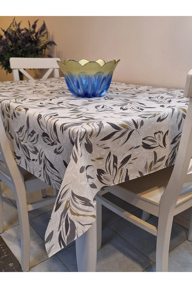 Elyaflı Pvc Muşamba - Desenli Silinebilir Masa Örtüsü ( GRİ-BEJ ) ürün görseli
