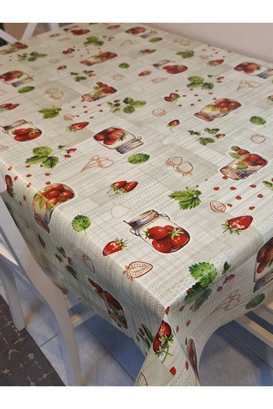 Elyaflı Pvc Muşamba - Desenli Silinebilir Masa Örtüsü ( GRİ ) - Resim 9