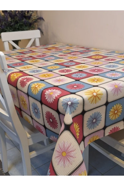 Elyaflı Pvc Muşamba - Desenli Silinebilir Masa Örtüsü ( MAVİ ) ürün görseli