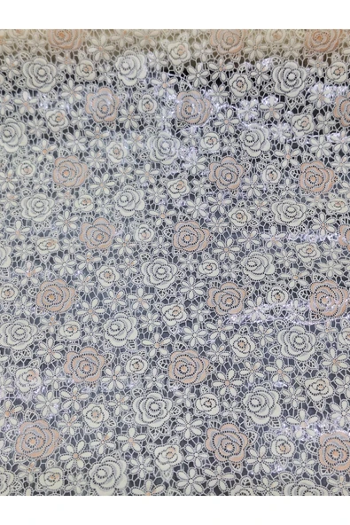 PVC KÜPÜR DANTEL RAF VE DOLAP ÖRTÜSÜ RUNNER  (KREM) - Resim 2