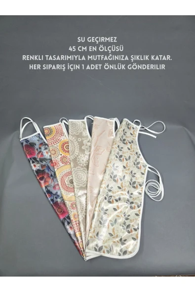 Su Geçirmez Kumaş Dokulu PVC Önlük çeşitleri - 1 Adet 45 cm Önlük | Renkli, Biyeli Mutfak Önlüğü ürün görseli