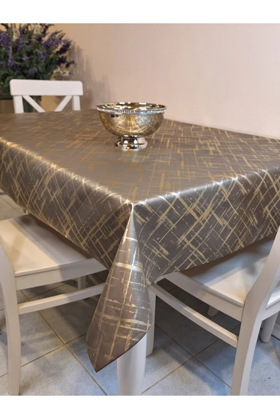 GOLD PARLAK SİLİNEBİLİR MASA ÖRTÜSÜ - ELYAFLI PVC MUŞAMBA ürün görseli