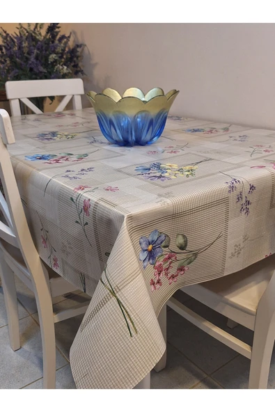 Elyaflı Pvc Muşamba - Desenli Silinebilir Masa Örtüsü ( GRİ ) - Resim 9