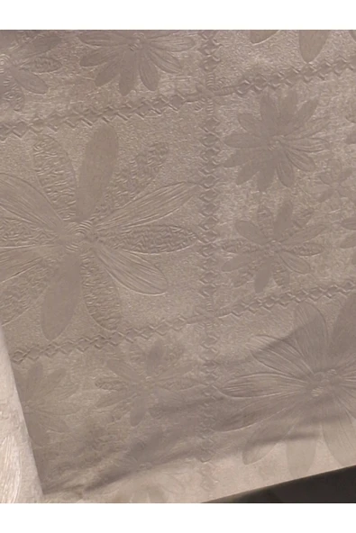 Elyaflı Pvc Muşamba - Desenli Silinebilir Masa Örtüsü ( GRİ) - Resim 7