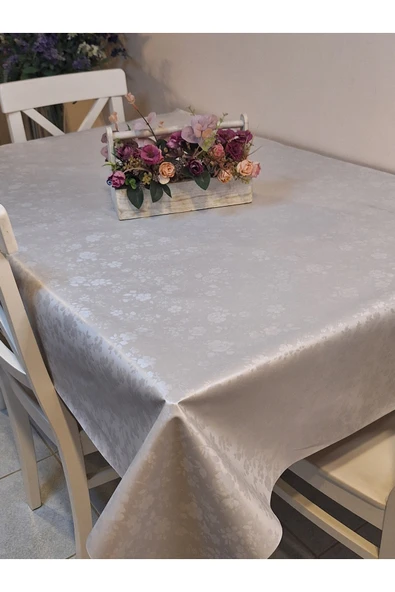 Elyaflı Pvc Muşamba - Desenli Silinebilir Masa Örtüsü ( GRİ) - Resim 2