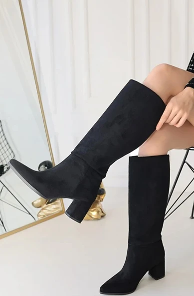 Seribo Sivri Burun Fermuarsız Kadın Çizme - Resim 6