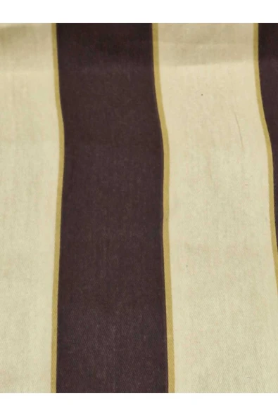 67 x 100 cm Kahve Krem  Çizğili  Kumaş Balkon Brandası  Kenarları Biye Dikişli - Resim 3