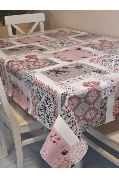 Elyaflı Pvc Muşamba - Desenli Silinebilir Masa Örtüsü ( MAVİ ) - Resim 12