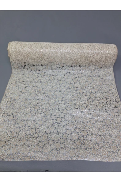 PVC KÜPÜR DANTEL RAF VE DOLAP ÖRTÜSÜ RUNNER  (KAHVERENĞİ) ürün görseli