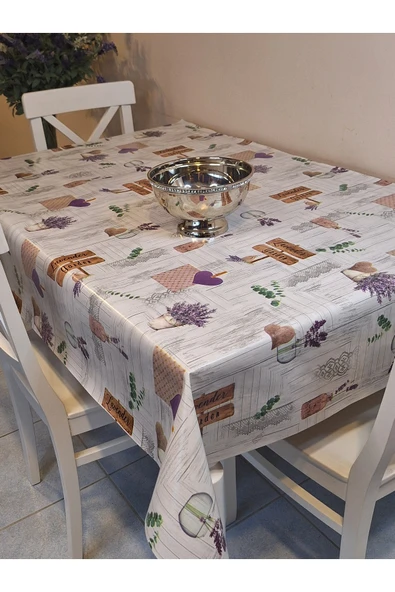 Elyaflı Pvc Muşamba - Desenli Silinebilir Masa Örtüsü ( GRİ ) - Resim 2