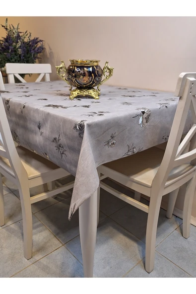 GÜMÜŞ PARLAK SİLİNEBİLİR MASA ÖRTÜSÜ - ELYAFLI PVC MUŞAMBA ürün görseli
