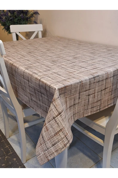 Elyaflı Pvc Muşamba - Desenli Silinebilir Masa Örtüsü ( AÇIK KAHVE ) - Resim 5