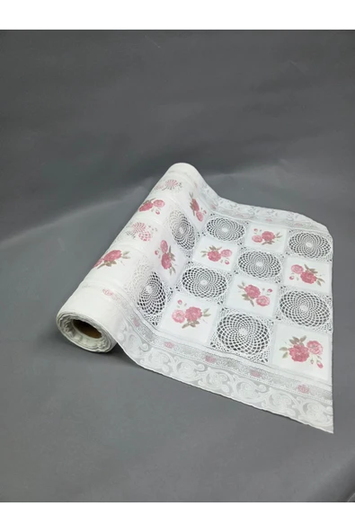 PVC KÜPÜR DANTEL RAF VE DOLAP ÖRTÜSÜ RUNNER - Resim 3