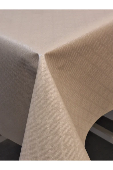 Elyaflı Pvc Muşamba - Desenli Silinebilir Masa Örtüsü ( KREM) - Resim 4