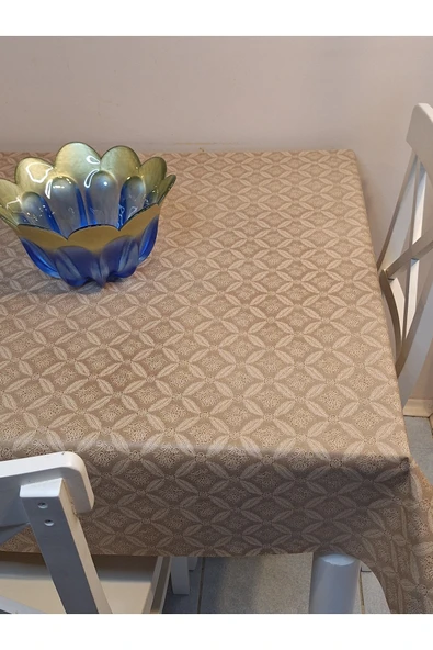 Elyaflı Pvc Muşamba - Desenli Silinebilir Masa Örtüsü (KAHVERENĞİ) - Resim 4