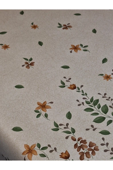 Elyaflı Pvc Muşamba - Desenli Silinebilir Masa Örtüsü ( BEJ ) - Resim 5