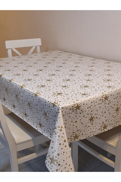 Elyaflı Pvc Muşamba - Desenli Silinebilir Masa Örtüsü (GOLD) - Resim 5