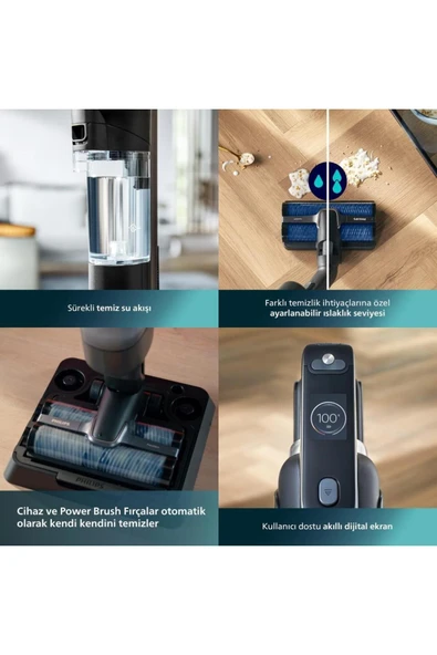 9000 Serisi AquaTrio Kablosuz Dikey Süpürge, AquaSpin Başlık, PowerCyclone Aqua, XW9463/11 - Resim 6