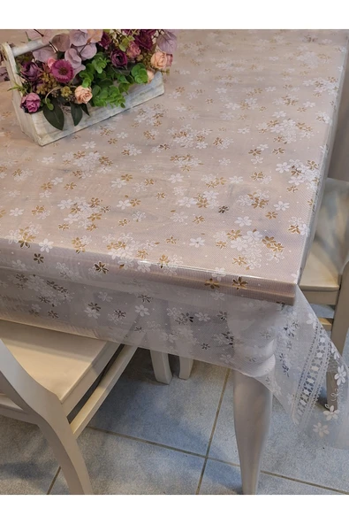 Şeffaf 0.018 Mm Pvc Muşamba - Desenli Silinebilir Şeffaf Masa Örtüsü - Resim 4