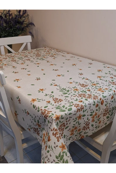 Elyaflı Pvc Muşamba - Desenli Silinebilir Masa Örtüsü ( BEJ ) - Resim 2