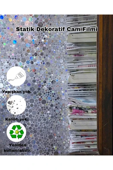 Cam Filmi Kaplama Statik Folyo  Buzlu Desenli Duşa Kabin Pencere Ofis Dekorasyon ürün görseli
