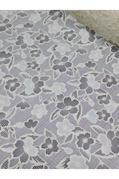 PVC KÜPÜR DANTEL RAF VE DOLAP ÖRTÜSÜ RUNNER (KREM) - Resim 3