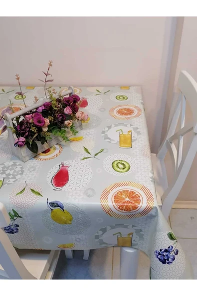 Elyaflı Pvc Muşamba - Desenli Silinebilir Masa Örtüsü - Resim 4