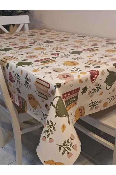 Elyaflı Pvc Muşamba - Desenli Silinebilir Masa Örtüsü ( YEŞİL) - Resim 5