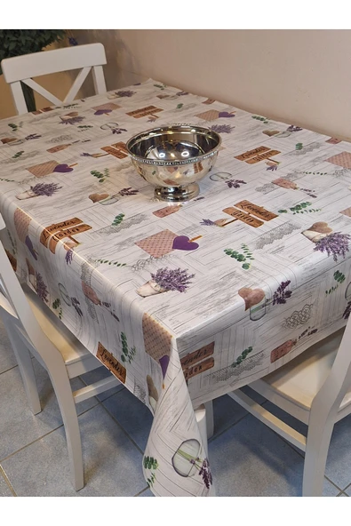 Elyaflı Pvc Muşamba - Desenli Silinebilir Masa Örtüsü ( GRİ ) - Resim 3