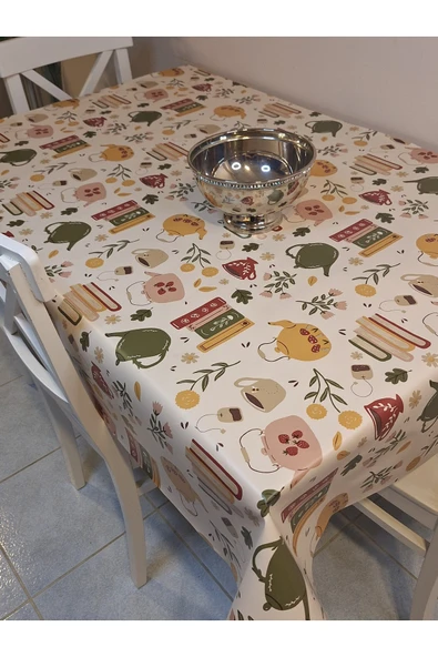 Elyaflı Pvc Muşamba - Desenli Silinebilir Masa Örtüsü ( YEŞİL) - Resim 3