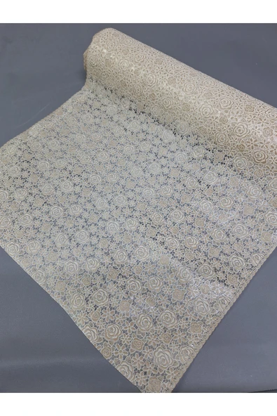 PVC KÜPÜR DANTEL RAF VE DOLAP ÖRTÜSÜ RUNNER  (KAHVERENĞİ) - Resim 3