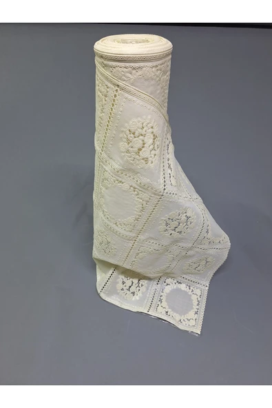 PVC KÜPÜR DANTEL RAF VE DOLAP ÖRTÜSÜ RUNNER  (KREM) - Resim 4