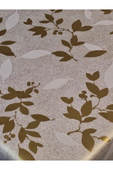 Elyaflı Pvc Muşamba - Desenli Silinebilir Masa Örtüsü (BEJ) - Resim 6