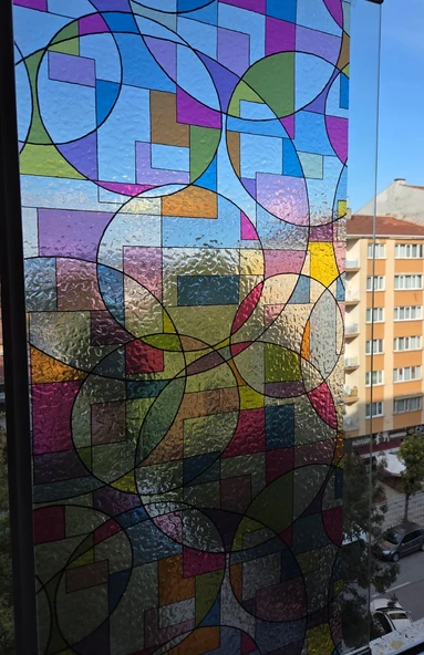 Cam Filmi Kaplama Statik Folyo  Buzlu Desenli Duşa Kabin Pencere Ofis Dekorasyon ürün görseli