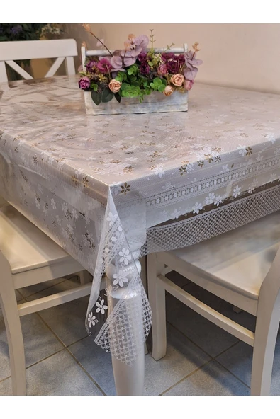 Şeffaf 0.018 Mm Pvc Muşamba - Desenli Silinebilir Şeffaf Masa Örtüsü ürün görseli