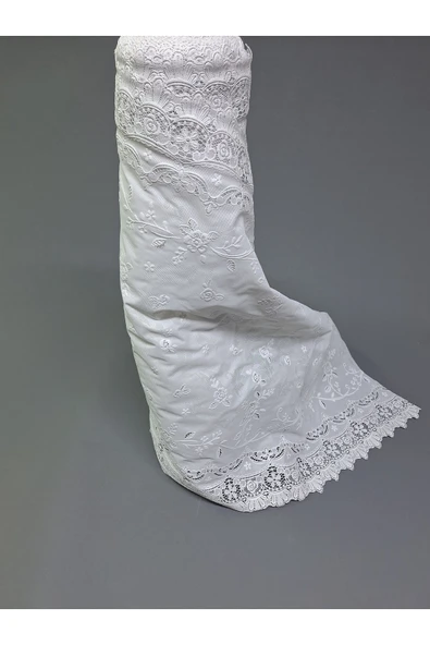 PVC KÜPÜR DANTEL RAF VE DOLAP ÖRTÜSÜ RUNNER  (BEYAZ) - Resim 4