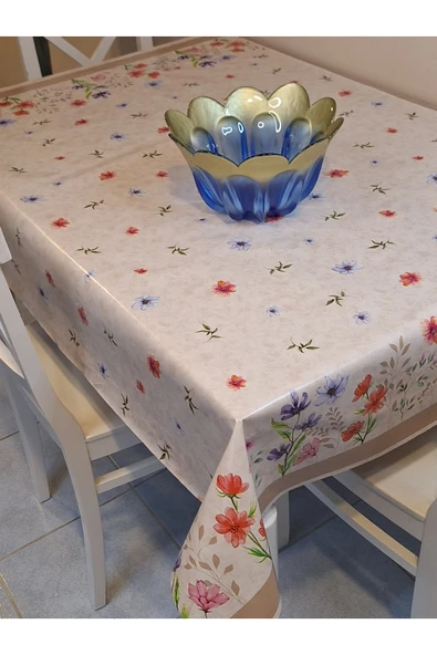 Elyaflı Pvc Muşamba - Desenli Silinebilir Masa Örtüsü ( GRİ ) - Resim 10
